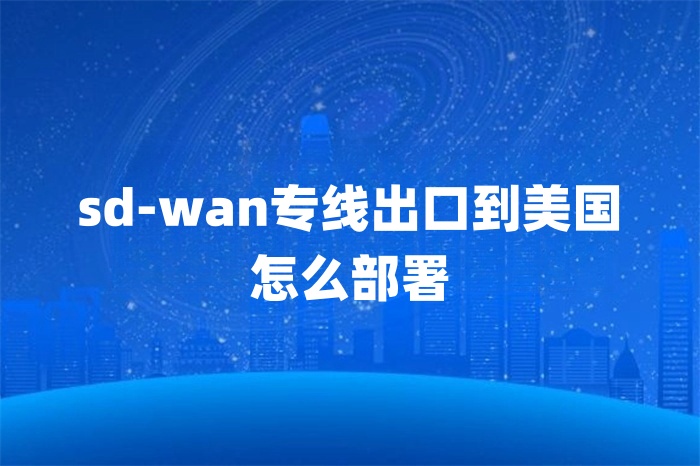sd-wan專線出口到美國怎么部署 sd-wan專線出口到美國怎么部署